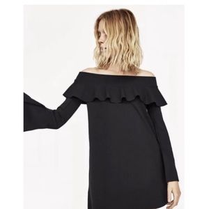 Zara black mini dress with bell sleeves size medium
